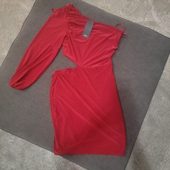Saints 21 Women's Red One Shoulder Cut Out Side Body Mini Dress Size Lar… - Picture 10 of 13
